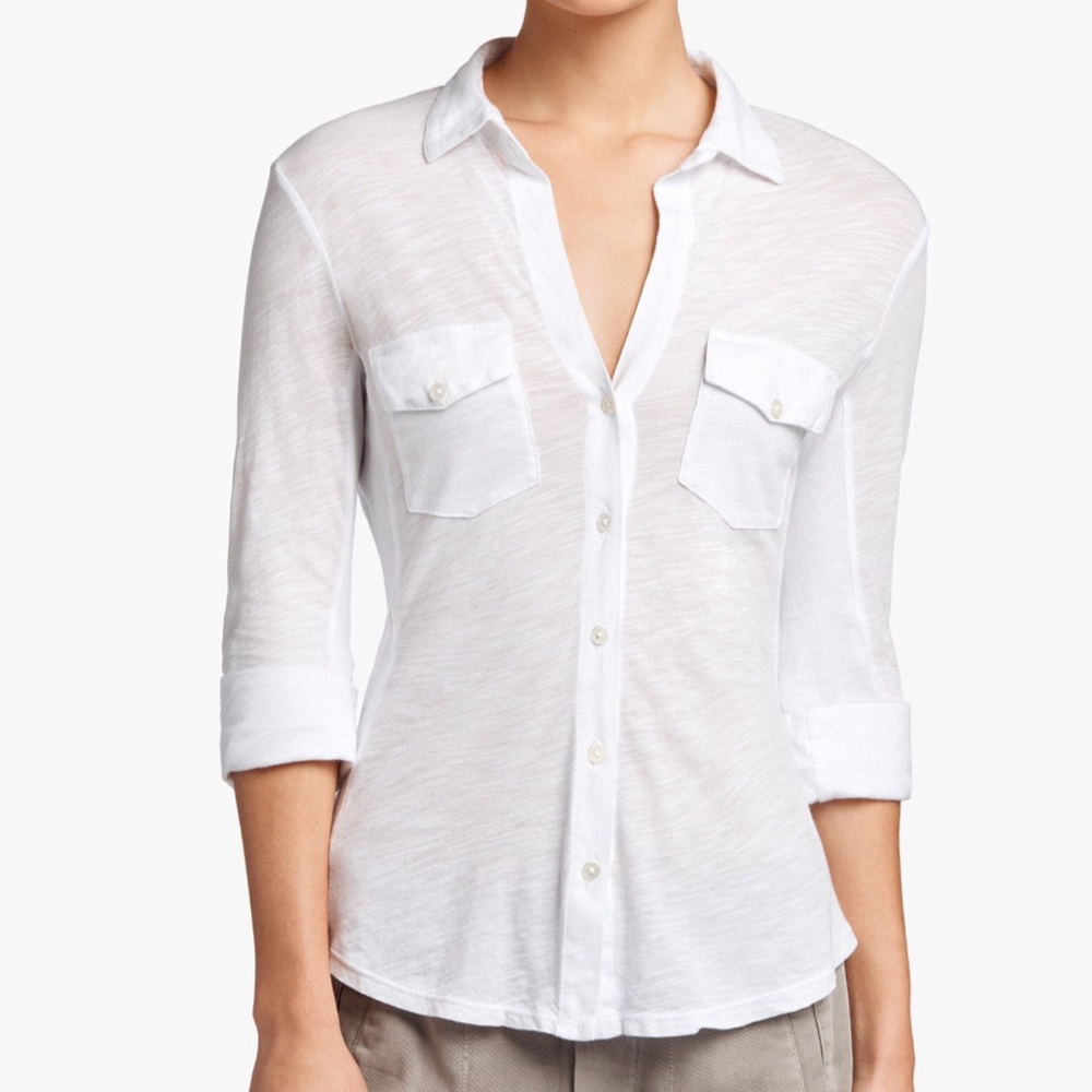 James Perse Sheer Slub Side Panel Shirt